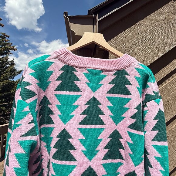 Greyson Threads Pink Evergreen Trees Holiday Sweater - Picture 5 of 9